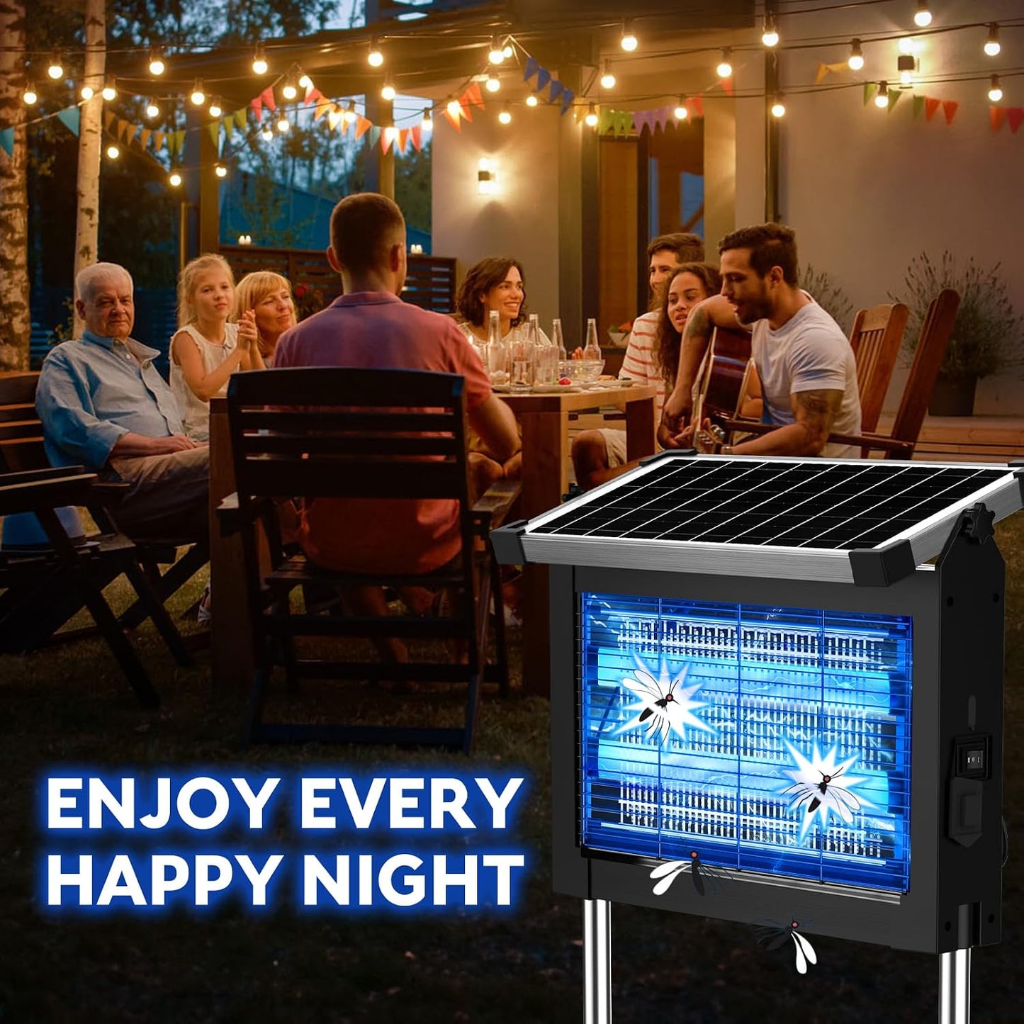 Solar Bug Zapper Outdoor, PhatroyYee Mosquito Zapper 4500V, Waterproof Portable Fly Zapper, Rechargeable Electric Mosquito Killer, Cordless Fly Insect Mosquitos Trap for Patio Yard Home Garden Camping