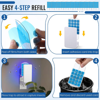 20 Pack Fly Trap Refills Compatible with WowCatch N386A Fly Trap | Double-Sided Sticky Glue Cards, Indoor Flying Insect Trap Refills, Mosquitoes, Gnats, Flies and Other Bugs