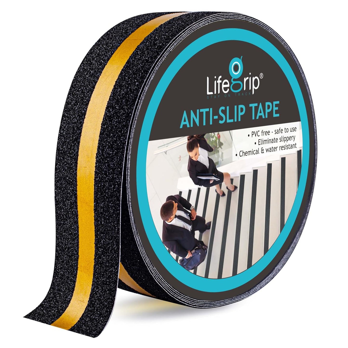 Lifegrip Anti Slip Tape, 4 Inch x 15 Foot Non-Slip Traction Grip Tape for Stairs, Waterproof Stair Treads Grip Non Slip, Non Skid Tape for Steps, Outdoor Black Grip Tape (4" X 15')