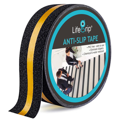 Lifegrip Anti Slip Tape, 4 Inch x 15 Foot Non-Slip Traction Grip Tape for Stairs, Waterproof Stair Treads Grip Non Slip, Non Skid Tape for Steps, Outdoor Black Grip Tape (4" X 15')