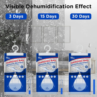 W&E Choice Hanging Moisture Absorbers Hanging Bag for Your Closet, Dehumidifier Bags for Bathroom, Unscented Humidity Pack for Car and RV, 10 Pack