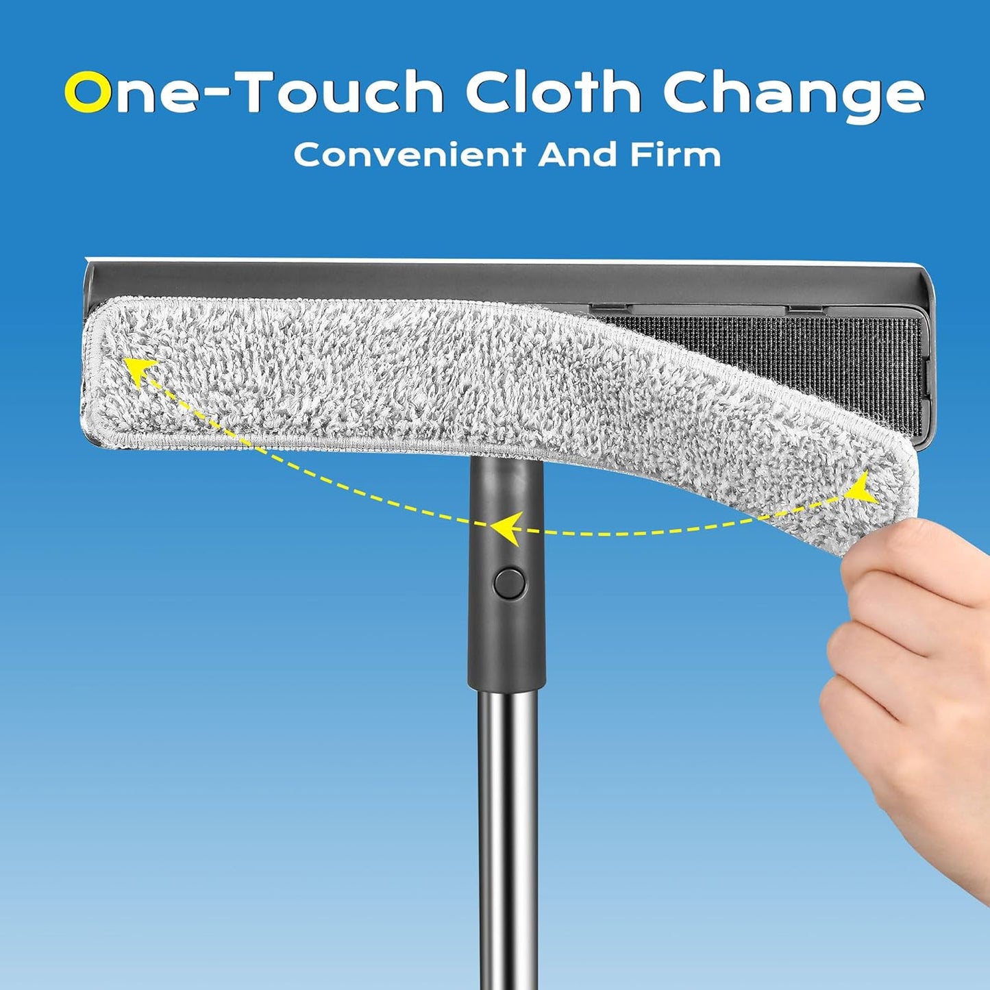 Window Squeegee for Home, Window Cleaner Tool with Extension Pole, Squeegee for Window Cleaning with 3 Microfiber Cloths and Screen Brush, Window Cleaning Kit for Car Windshield, Shower Glass Doors