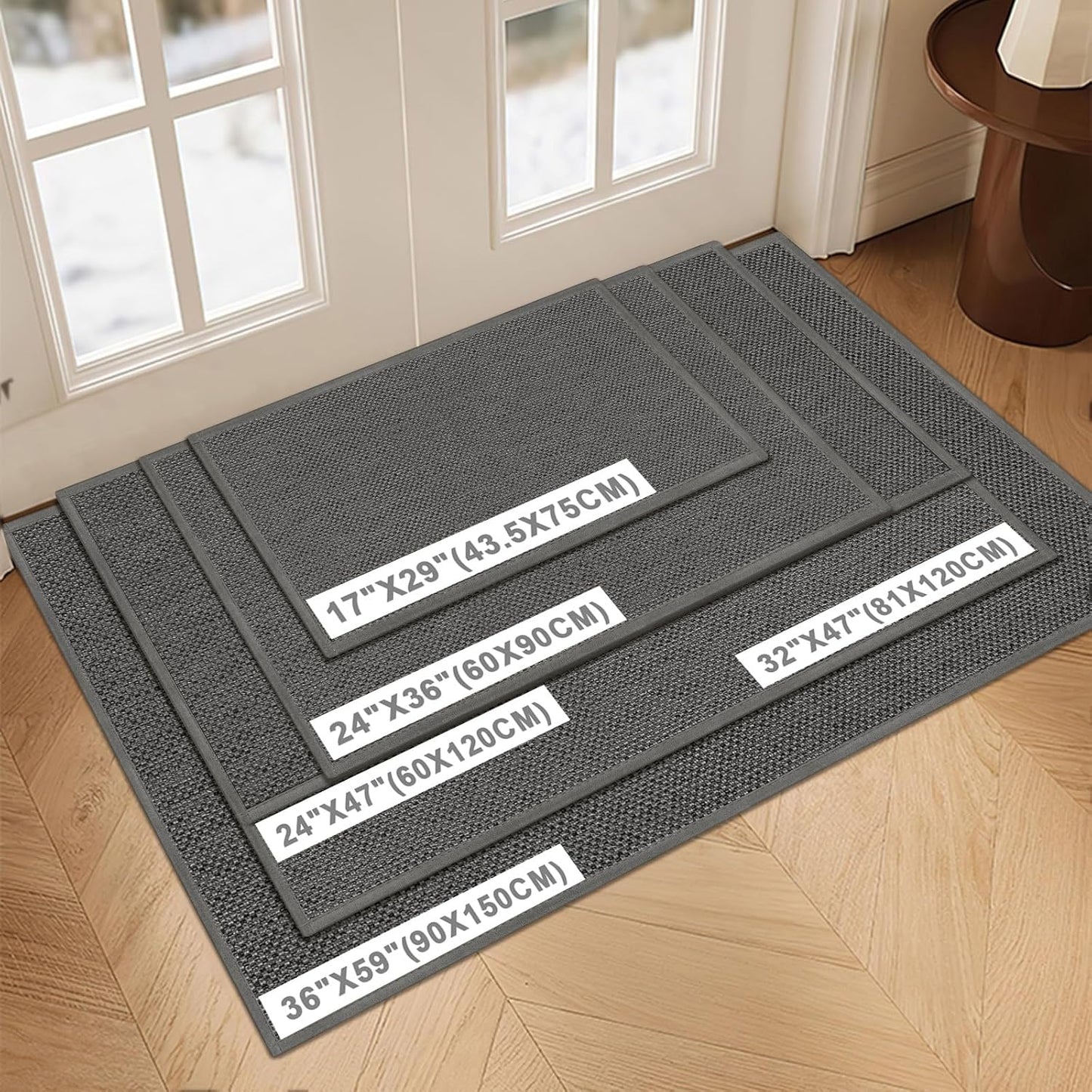 LEKEEPGO Door Mat 17"x29", Non Slip Door Mat Indoor Entrance, Rubber Backing Indoor Door mats Washable Absorbent Low-Profile Doormat Front Entryway Entry Resist Dirt Inside Door Mats, Khaki