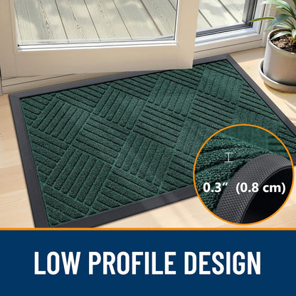 OLANLY Front Door Mat Outside Entrance 29.5x17, Absorbent, Heavy Duty Sturdy Natural Rubber Doormat Indoor Outdoor, Stain and Fade Resistant, Non-Slip Low Profile Floor Mat for Entryway, Grey Diamond
