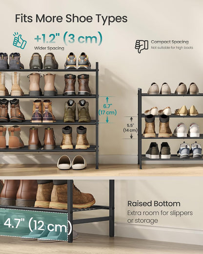 SONGMICS Metal Shoe Rack, Free Standing Shoe Organizer for Entryway Closet Garage Small Spaces, Heavy-Duty Slim Steel Storage Shelf, 8-Tier, Fits 16-24 Pairs, Bronze ULMR028A01