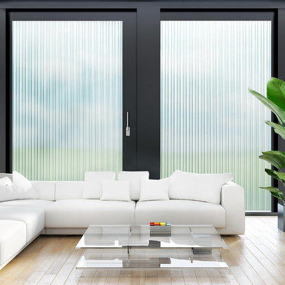 LUTE Reeded Glass Window Privacy Film, Frosted Glass Film, Removable 3D Decorative Decals Sun Blocking Anti UV Door Window Cover, No Glue Static Cling Vinyl for Bathroom Home Office, 17.5" x 78.7"