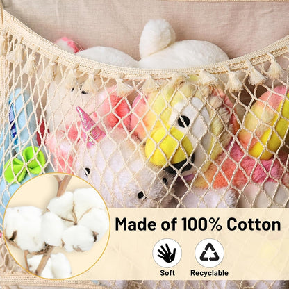 Ofiray-home Cotton Over The Door Stuffed Animal Storage | Toy Organizer for Storage Plush Toys, Stuffed Animal Holder with 4 Large Pockets, Hanging Door Organizer for Nursery