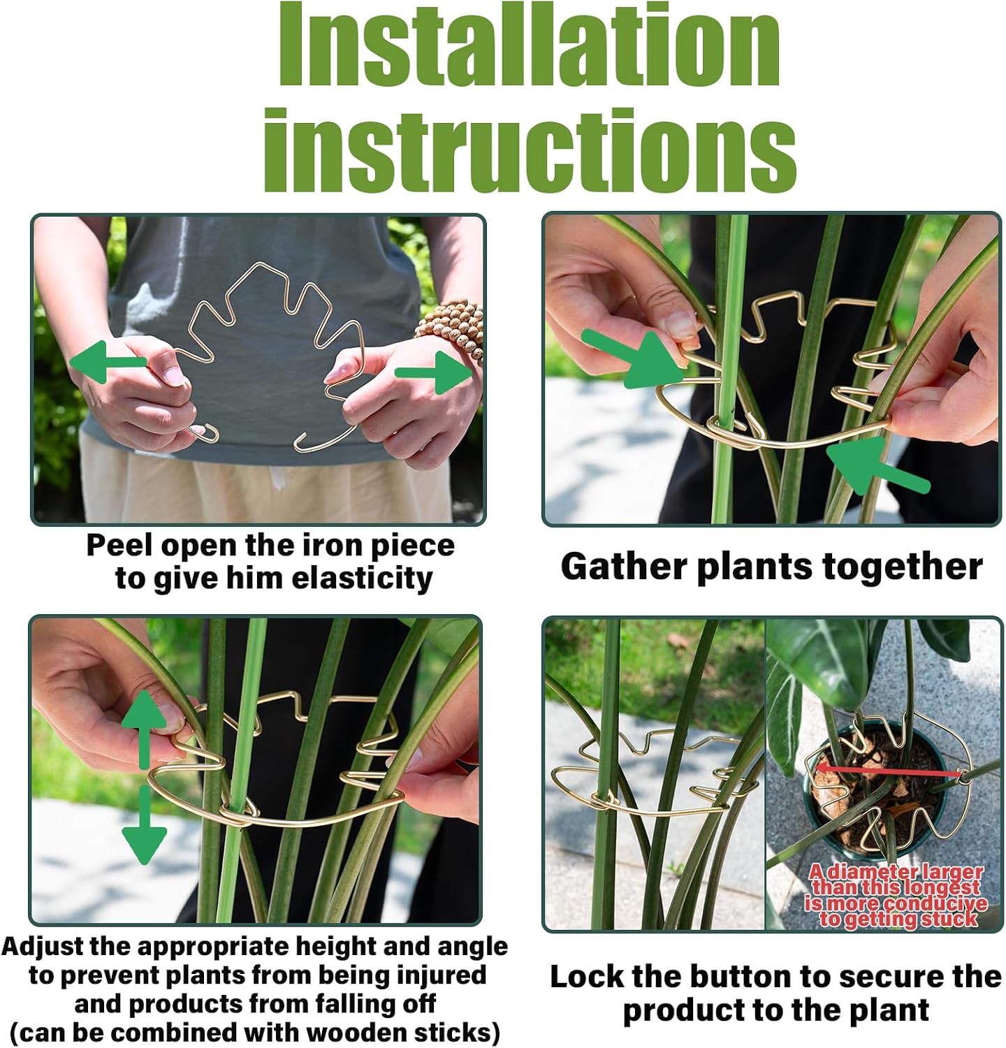 5PCS Monstera Plant Stem Support Stakes - 5.5 * 5.5IN Metal Supports for Monstera and Fishbone Cactus, Sturdy Frame, Easy Installation, Flexible Protection for Healthy Growth Indoors