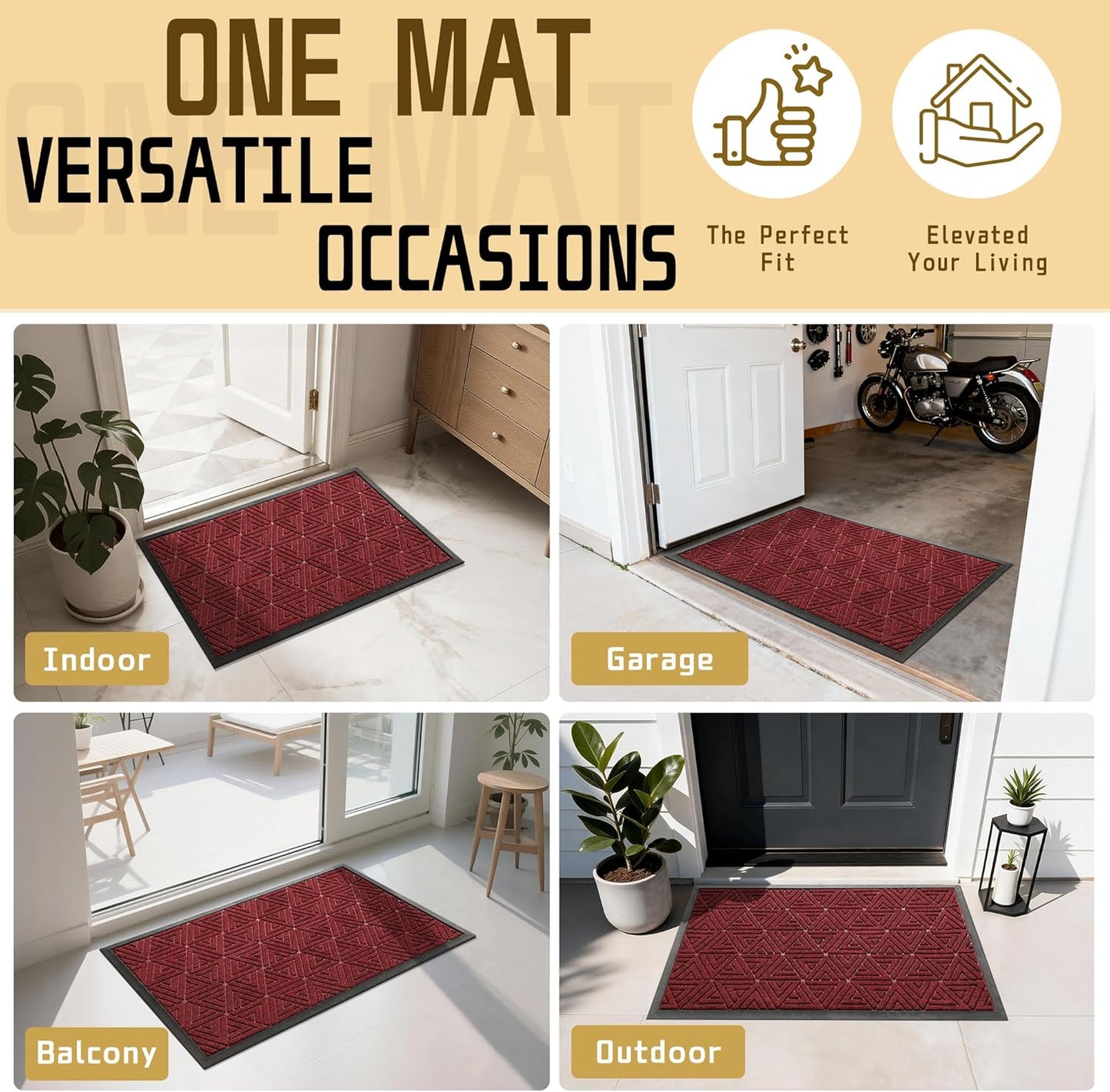 Yimobra Front Door Mat Outside Entrance 29.5x17, Waterproof Heavy Duty Outdoor Mats for Front Door, Non Slip Rubber Entry Mat for Garage Patio Indoor, Grey
