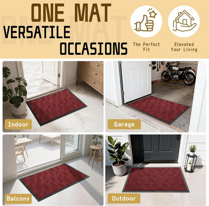 Yimobra Front Door Mat Outside Entrance 29.5x17, Waterproof Heavy Duty Outdoor Mats for Front Door, Non Slip Rubber Entry Mat for Garage Patio Indoor, Grey