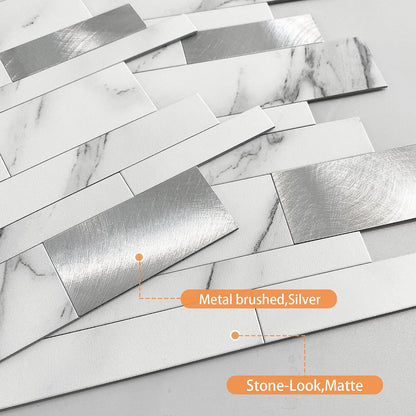 VAOVI Backsplash Tile Peel and Stick Kitchen Stone Subway Linear Mosaic Bathroom Shower Wall Waterproof(10pcs,Gray)