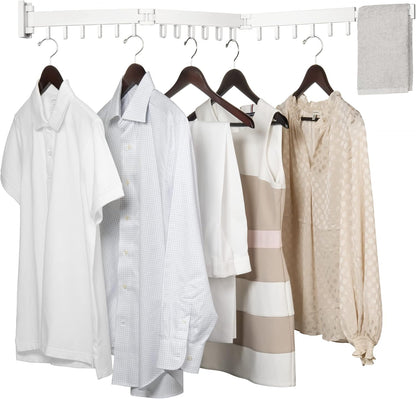 Luxe Laundry Wall Mounted Drying Rack - Foldable Laundry Room Organization Hanger for Clothes - Tri-Fold, Collapsible, Indoor, Space Saving, White