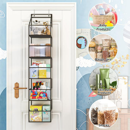 Fixwal 5-Shelf Over The Door Hanging Pantry Organizer, Room Organizer with Clear Plastic Pockets, 25lb Ultra Sturdy & Large Capacity for Closet, Bedroom, Nursery, Bathroom and Sundries