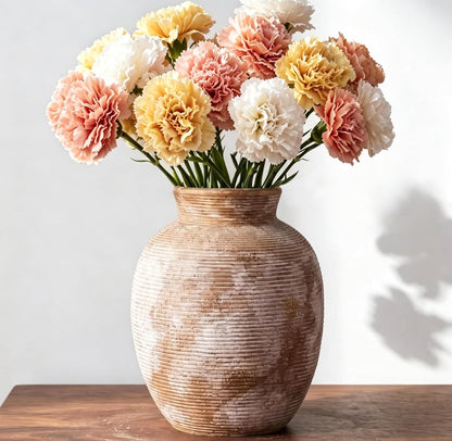 CUCUMI Ceramic Vase Set of 5, Home Decor Farmhouse Décor Handmade Pottery Vases for Pampas Grass, Dried Fresh Flowers, Table, Living Room, Kitchen, Shelf, Entryway Mantel Neutral Tones