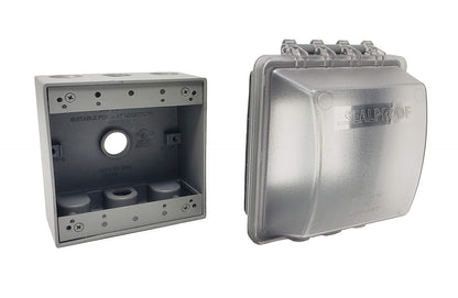 Sealproof 1-Gang Extra Deep Weatherproof in Use Outdoor Duplex Outlet Cover with Box Kit, Lockable, UL Extra Duty Compliant, 18 Configurations
