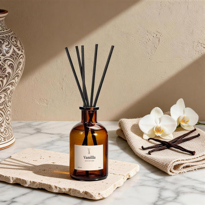 Reed Diffuser Set, 8.12 fl.oz Citrus Scent Oil Diffuser with Sticks, Long-Lasting Home Fragrance Reed Diffuser for Bathroom Shelf Decor, Air Freshener Room Diffuser, 2 Pack