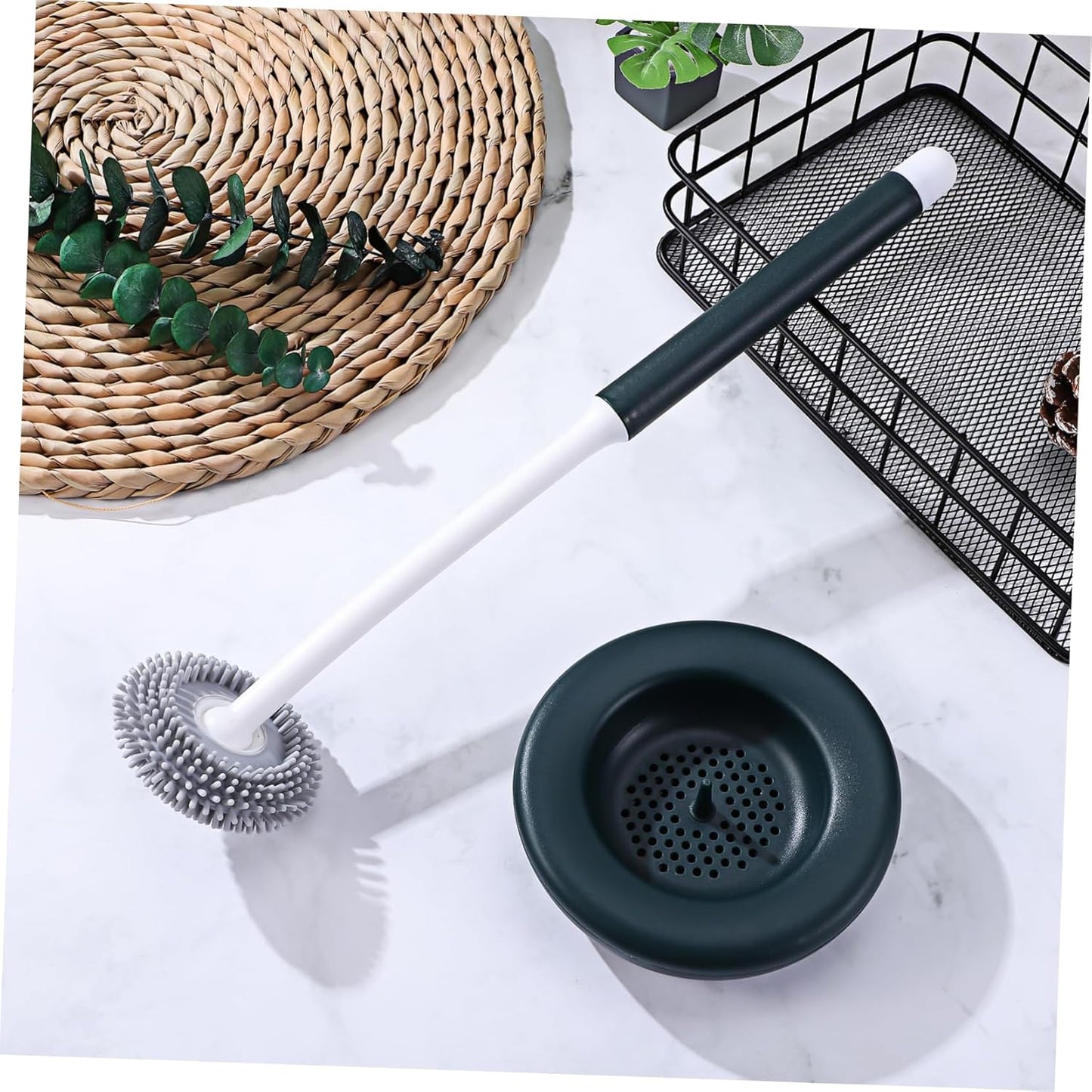 HEALLILY 1set Silicone Toilet Bowl Brush with Holder Effortless Cleaning Tool for Bathroom Quick Drying Design with Drainage and Resilient Cleaning Accessory for Toilet Maintenance