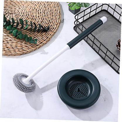 HEALLILY 1set Silicone Toilet Bowl Brush with Holder Effortless Cleaning Tool for Bathroom Quick Drying Design with Drainage and Resilient Cleaning Accessory for Toilet Maintenance