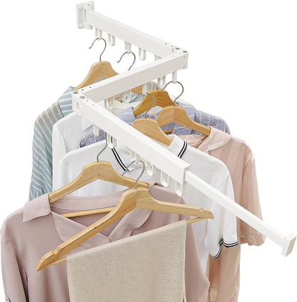 RFOUO Wall Mounted Clothes Drying Rack,Drying Rack Clothing Wall Mount with Foldable Features(Tri-Fold),Space Saver,Wall Mounted Drying Rack for Laundry Balcony Bathroom (White)