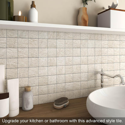 BeNice Kitchen Peel and Stick Tile Backsplash Bathroom Self Adhesive Stone Mosaic Thick Wall Stickers 12"x12"(Blue Rustic,10 Sheets)