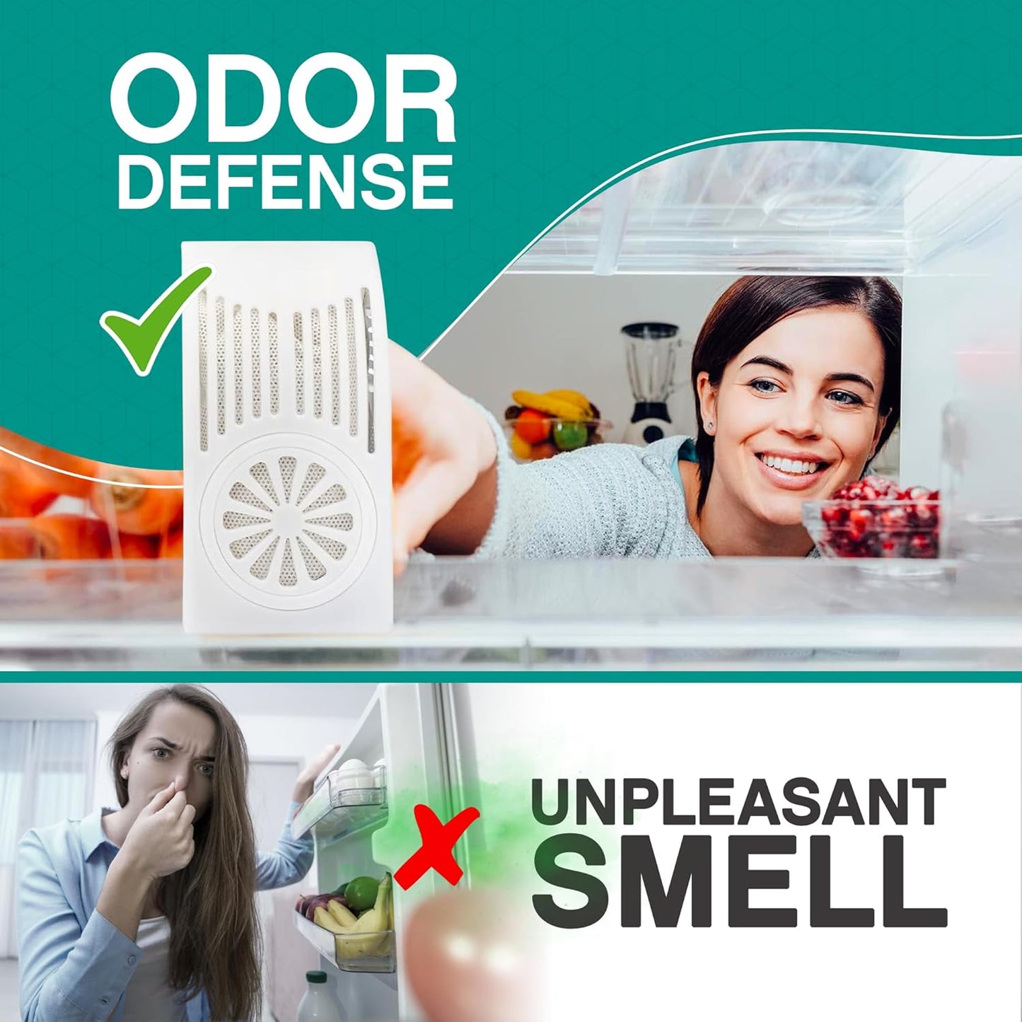 Refrigerator Deodorizer with Zeolites (2-Pack) - Odor Eliminator for Fridge & Freezer - Outshines Baking Soda and Bamboo Charcoal Bags - Long-Lasting, & Safe