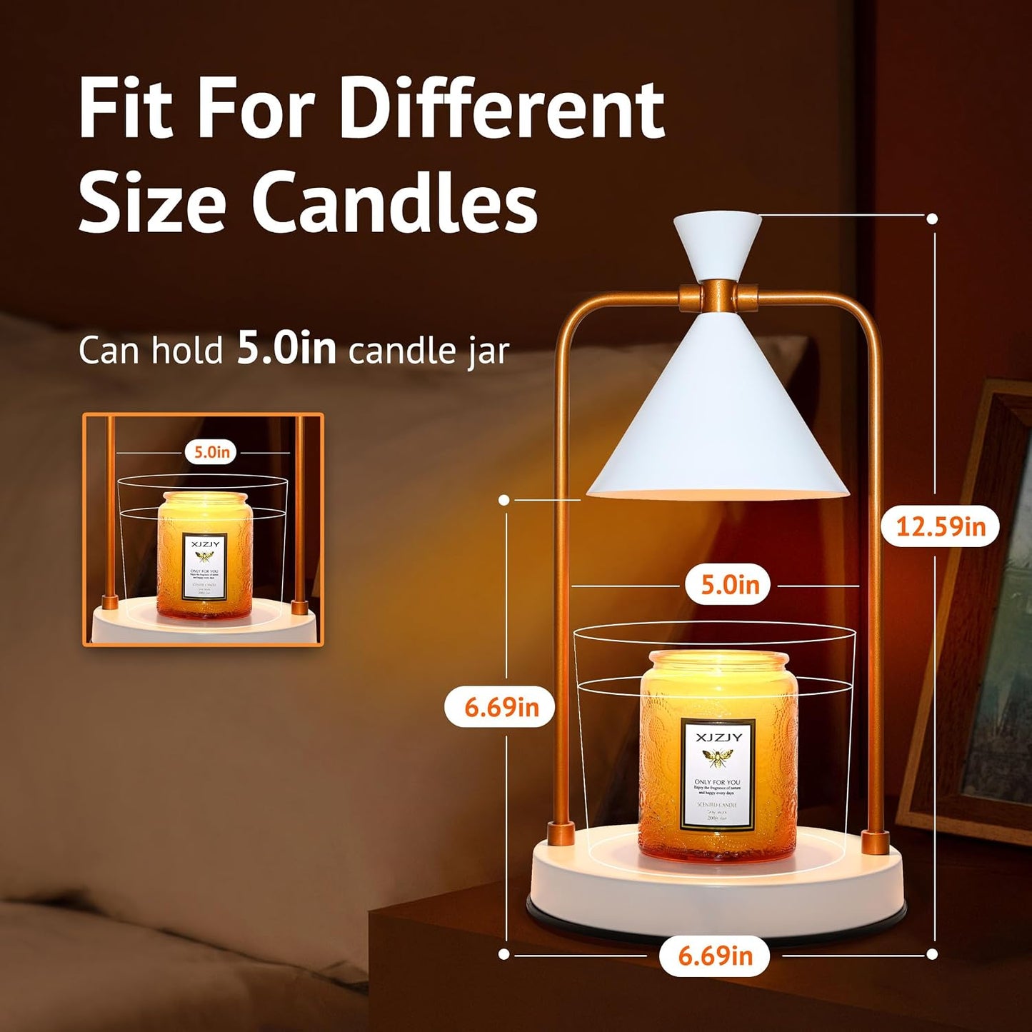 XJZJY Candle Warmer Lamp with Timer Dimmer,Unique Birthday Gifts for Women Mom,House Warming Gifts New Home Room Decor,Wax melt Warmer for Scented Wax Jar Candles,Black-Large
