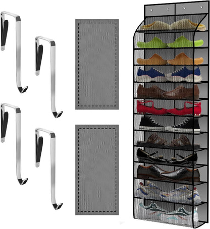 Kotkn Over The Door Shoe Organizer with 12 Large Breathable Pockets - Durable Hanging Storage for the Entire Family's Shoes (White)
