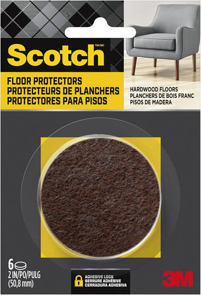 Scotch Felt Furniture Pads 6 PCS Furniture Pads for Hardwood Floors, Round, Beige, 2" Diameter