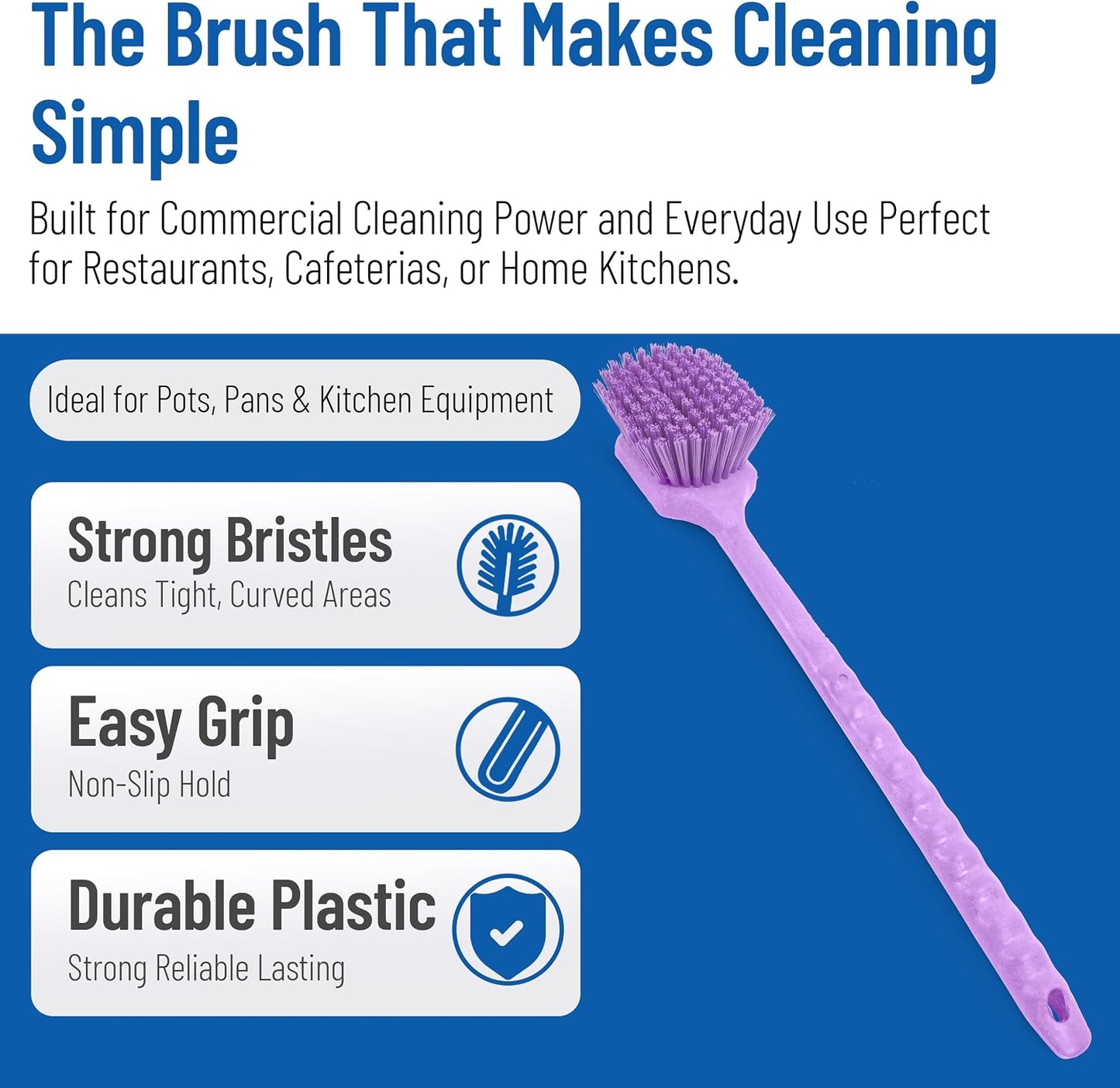 SPARTA 20" Floater Scrub Brush with Long Handle, Oil-Resistant Polyester Bristles, Multiple Trim Angles, Foam-Injected Polymer Block, Commercial Cleaning Tool, Orange