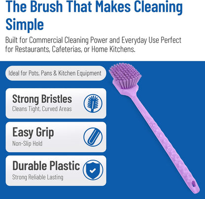 SPARTA 20" Floater Scrub Brush with Long Handle, Oil-Resistant Polyester Bristles, Multiple Trim Angles, Foam-Injected Polymer Block, Commercial Cleaning Tool, Orange