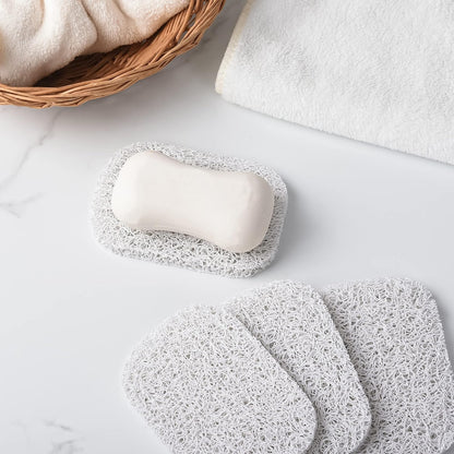 4pcs Soap Lifting Pad for Bar Soap,Beige Non-Slip Soap Saver Pads Self Draining Soap Bars Holder Pads for Kitchen Bathroom Travel Hotel Shower Cleaning Supplies
