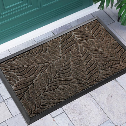 Yimobra Front Door Mat Outdoor Indoor, 29.5x17 All-Season Waterproof Door Mat Outside Entrance, All-Weather Non-Slip Outside Doormat for Garage Patio Entryway, Brown