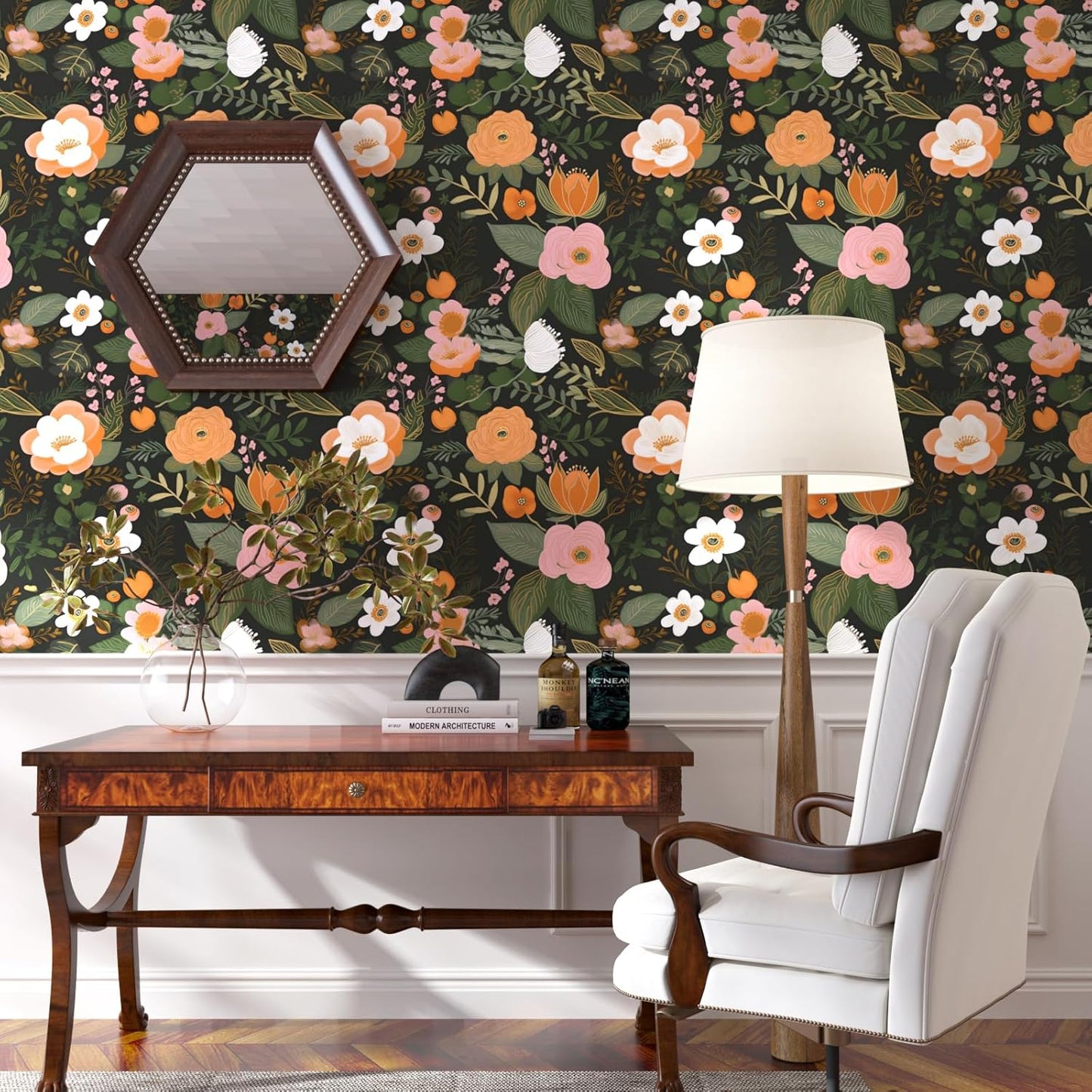 Danodoi Yellow Floral Wallpaper Peel and Stick Vinyl Wallpaper Stick and Peel Colorful Contact Paper for Cabinets Waterproof Self Adhesive Wall Paper for Kitchen Countertop Wall 17.5" x 118"