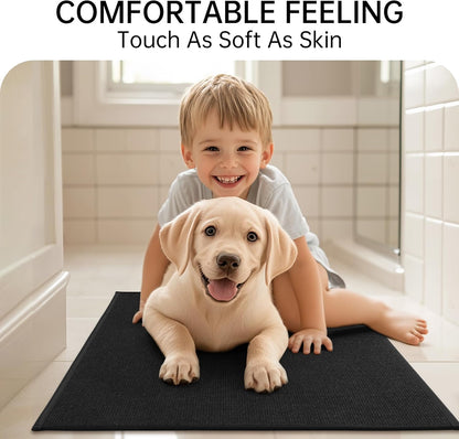 Mecko Bath Mat Rug, Rubber Non-Slip Quick Dry Absorbent Thin Bathroom Rugs Fit Under Door Bathroom Floor Mats-Shower Rug for in Front of Bathtub, Sink, Shower Room(Light Grey,16"x24")