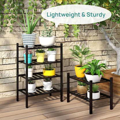 viewcare 3-Tier Black Bamboo Shoe Rack for Entryway, Stackable | Foldable | Natural, Shoe Shelf Storage Organizer for Hallway Closet, Free Standing Shoe Racks for Indoor Outdoor