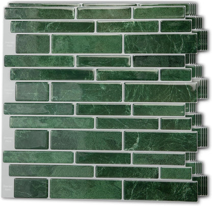 Art3d 10-Sheet Premium Stick On Kitchen Backsplash Tiles, 12"x12" Peel and Stick Self Adhesive Wall Tiles, White Marble Design