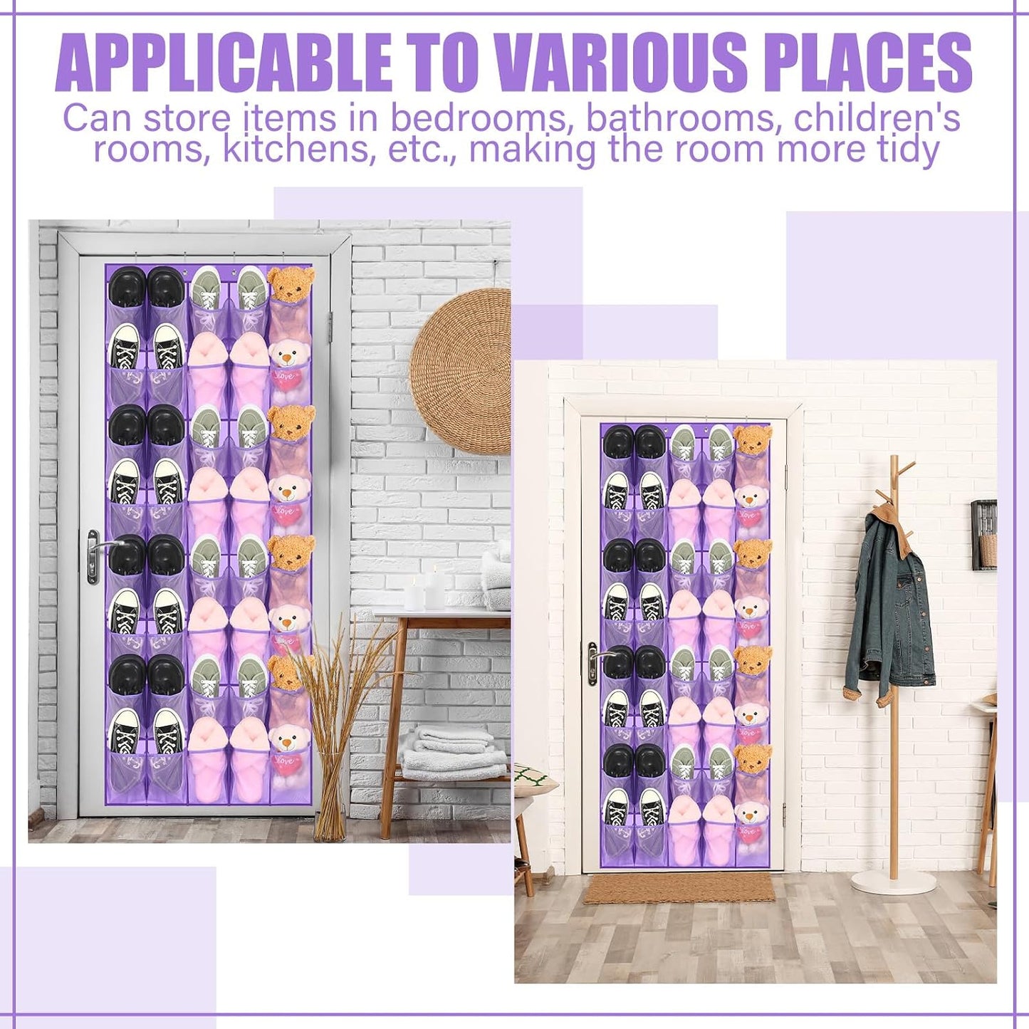 Windyun 40 Over The Door Shoe Organizer, Large Mesh Pocket Hanging Shoe Rack Hanger Large Capacity Gray Behind The Door Storage Holder for Dorm College Closet Entryway Bedroom Utility Room Women Men