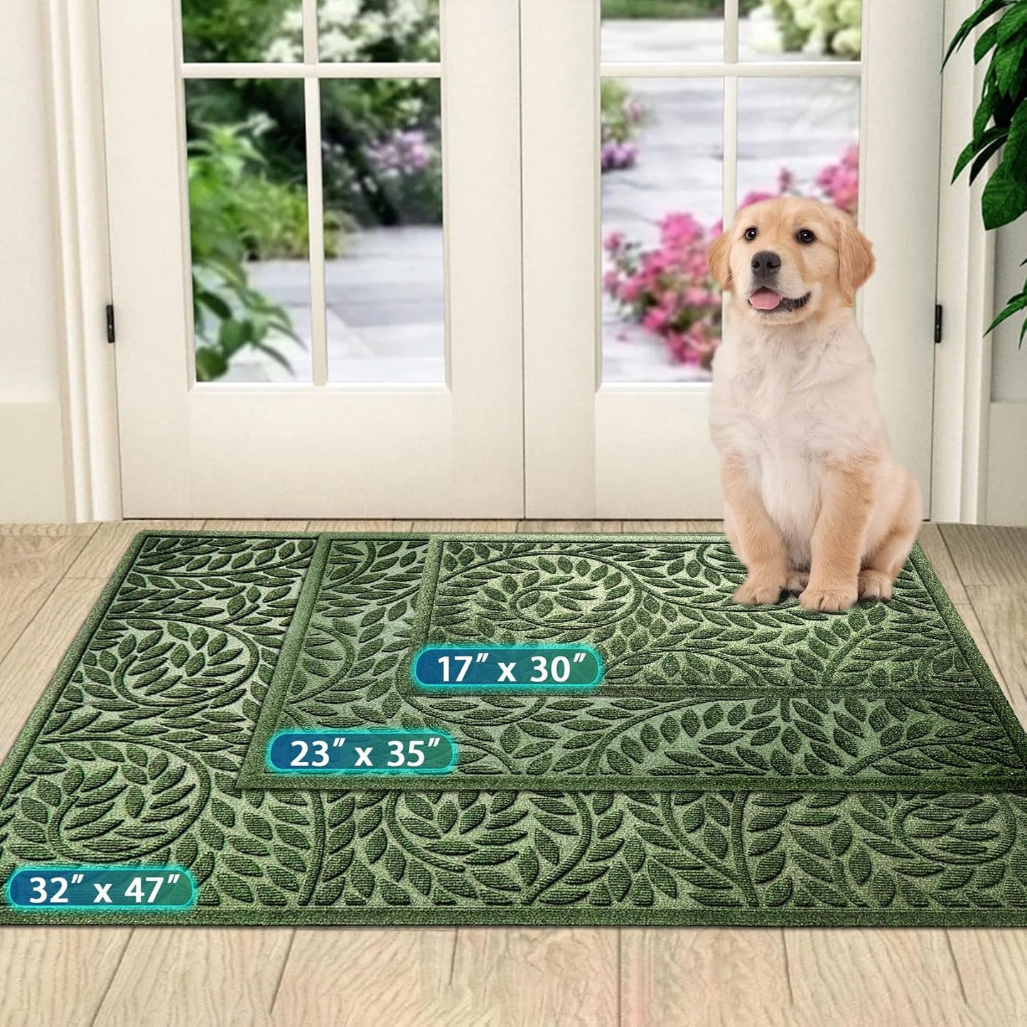Bulijojo Front Door Mat Entrance,Durable Heavy Duty Welcome Mat,Thick Absorbent Natural Rubber Non Slip Mat,Sturdy Entryway Brown 17"x30"