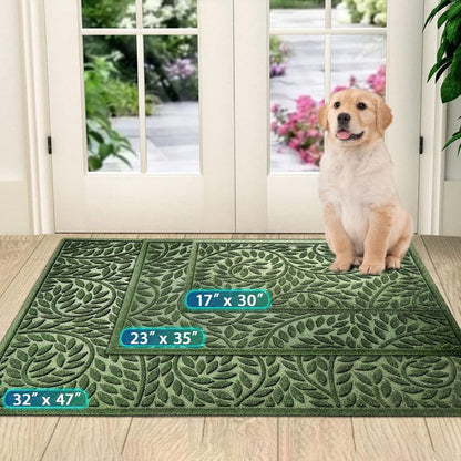 Bulijojo Front Door Mat Entrance,Durable Heavy Duty Welcome Mat,Thick Absorbent Natural Rubber Non Slip Mat,Sturdy Entryway Brown 17"x30"
