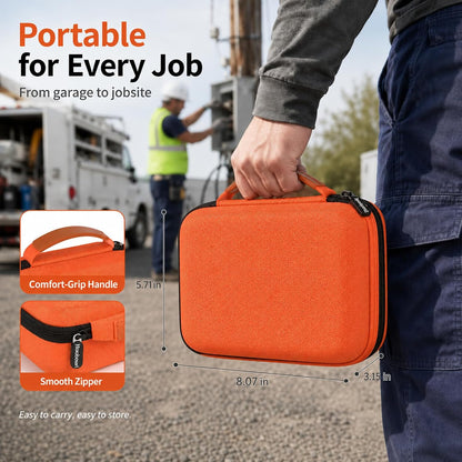 Boobowl Multimeter Case for Klein MM325/MM420/69149P and Fluke 115/117 | Hard EVA Shell, Soft Lining, Removable Divider, Mesh Pocket for Leads and Probes, for Electricians, Black, Case Only