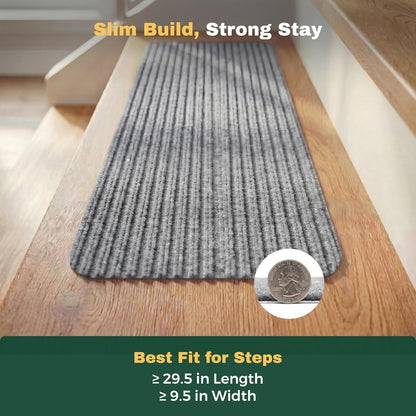 MBIGM 8" X 30" (15 in Pack) Nonslip Carpet Stair Treads Non-Skid Safety Rug Slip Resistant Indoor Runner for Kids Elders & Pets with Reusable Adhesive - Brown - Non Slip Stair Treads Indoor