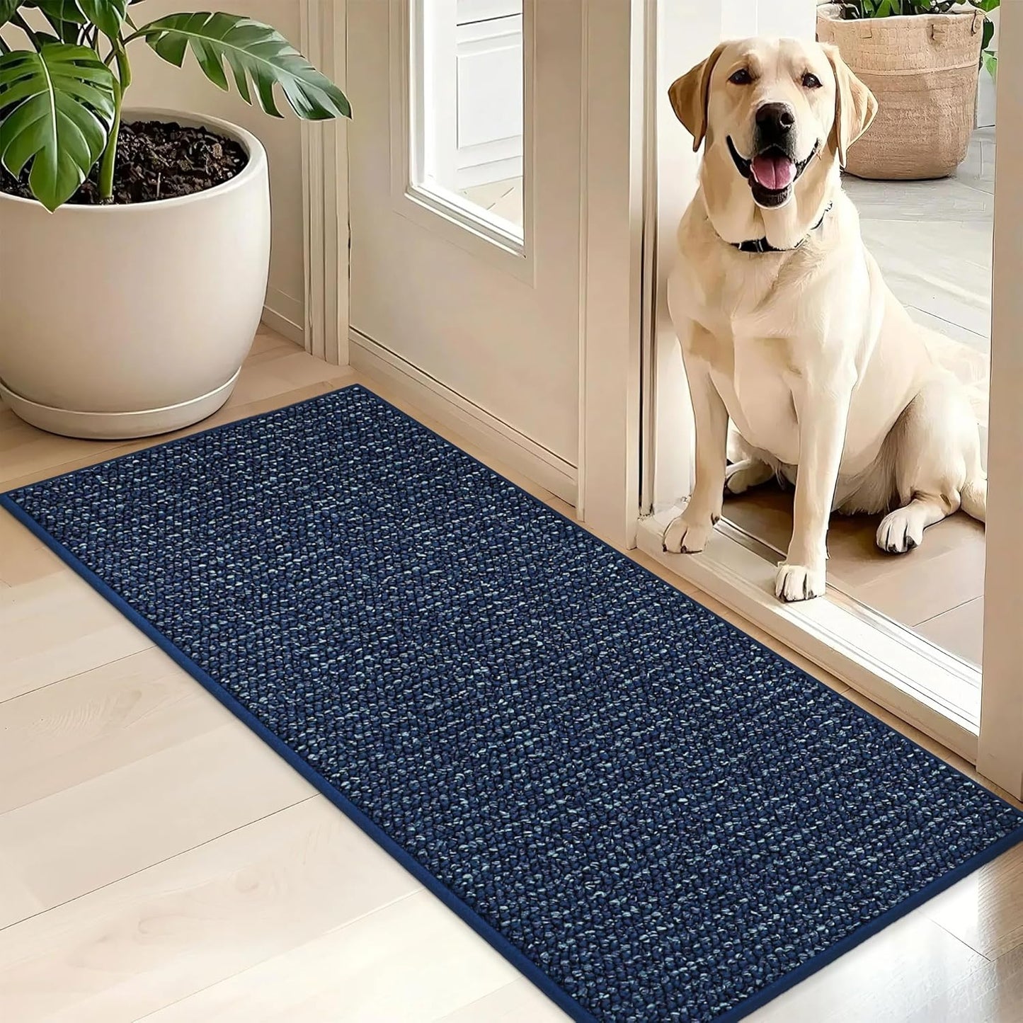 BEQHAUSE Dirt Trapper Door Mat 20" x 32", Non-Slip Washable Doormats Entrance Mat, Dirt Resistant and Absorbent Welcome Mat, Low Profile Floor Mats for Front Back Door and Entryway, Beige