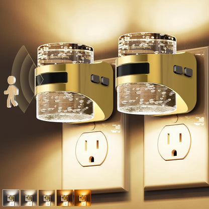 L LOHAS LED Motion Sensor Night Light,Dimmable Night Lights Plug into Wall, 2 Pack Acrylic Nightlight with 0-100 LM Adjustable Brightness, 3000K Plug in Night Light for Bathroom Hallway