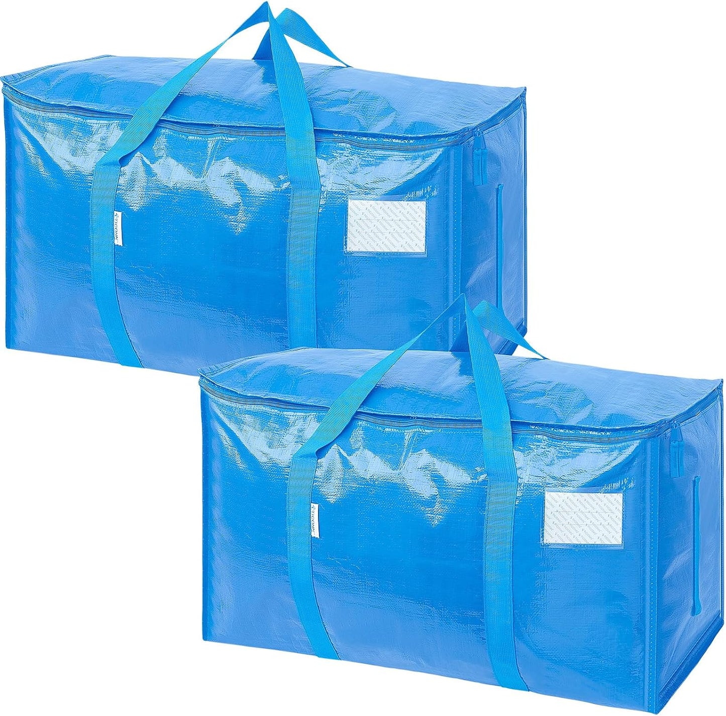 TICONN 4 Pack Extra Large Moving Bags Heavy Duty with Zippers & Carrying Handles, Durable Storage Bags Moving Boxes for Closet Organizers and Storage (4 Pack, Blue)
