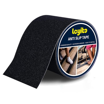 Anti Slip Tape, 12 Inch x 16 Ft Grip Tape for Stairs Outdoor/Indoor, Waterproof Non Skid Roll for Stair Treads Non Slip, High Traction Friction Abrasive Adhesive Stair Steps - Black