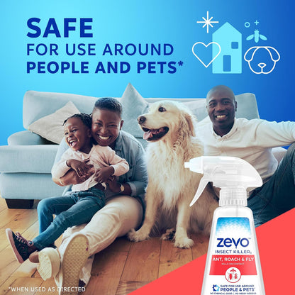 Zevo Flying Insect Killer Spray - Fruit Fly, Gnat, Fly & Mosquito Bug Spray for Home Use with Rosemary & Cornmint Oil - Indoor & Outdoor Use (3 Bottles)