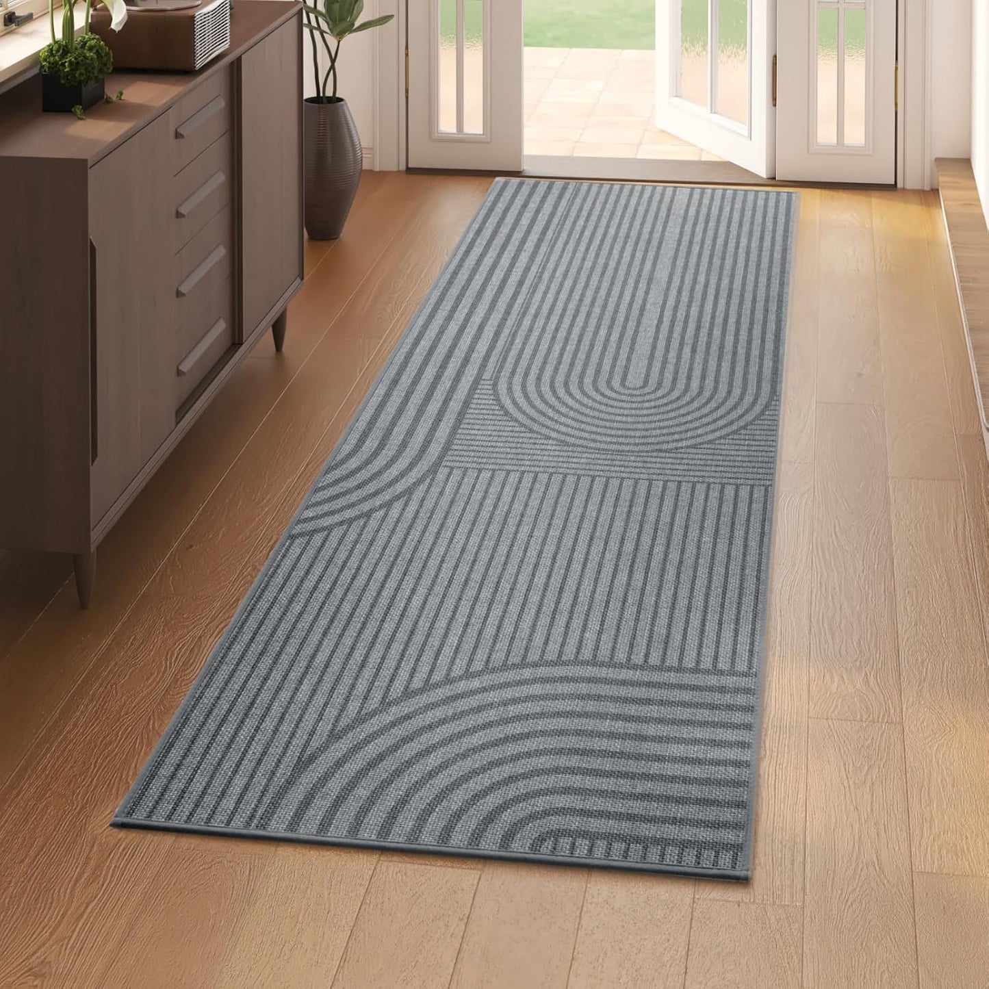 Front Door Mat 17''x30'', Absorbent Dirt Resist Washable Non Slip Low-Profile Indoor Doormat, Easy Clean Welcome Entryway Door Mats, Brown