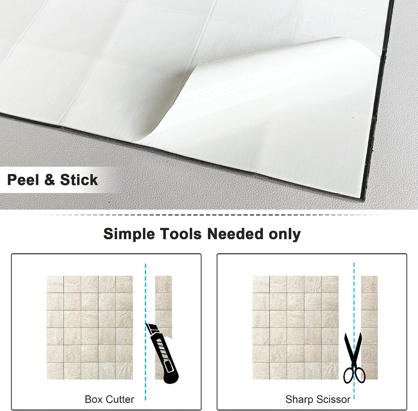 BeNice Kitchen Peel and Stick Tile Backsplash Bathroom Self Adhesive Stone Mosaic Thick Wall Stickers 12"x12"(Blue Rustic,10 Sheets)