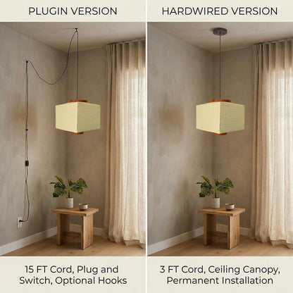 Nogy Paper Lantern Lamp Japanese Style Pendant Light - Off White Rice Hanging Paper Lamp Shade with Cord (11.5 Hardwired Square (Ceiling))