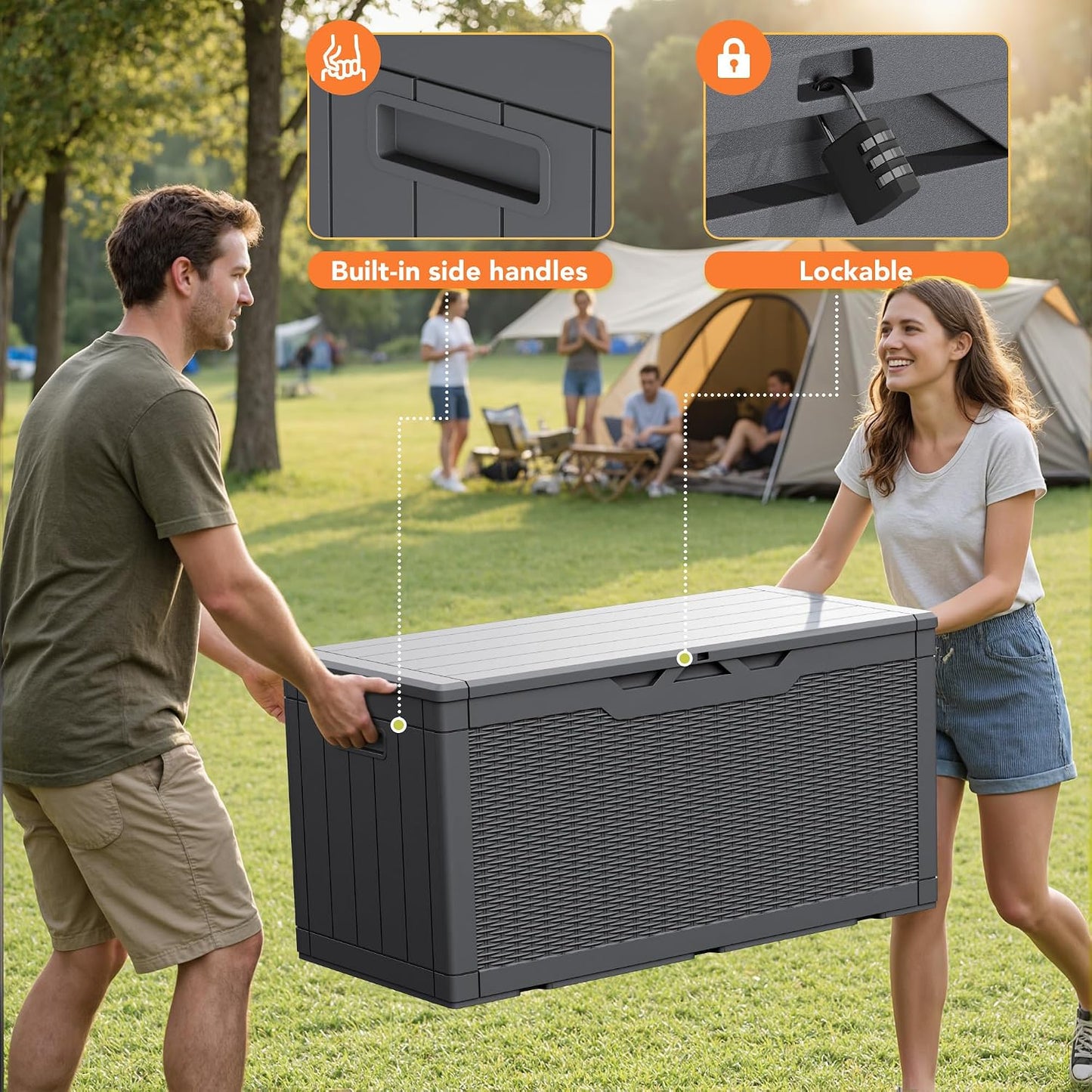32 Gallon Deck Box Outdoor Indoor Waterproof Storage Box for Patio Furniture, Pool Accessories, Garden Tools, and Cushion Storage, Black